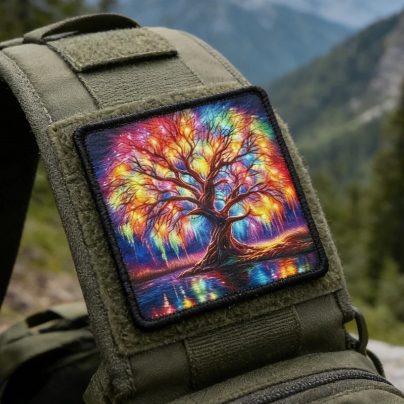 Parche táctico Árbol de la Vida colorido con velcro para mochila - imagen 3