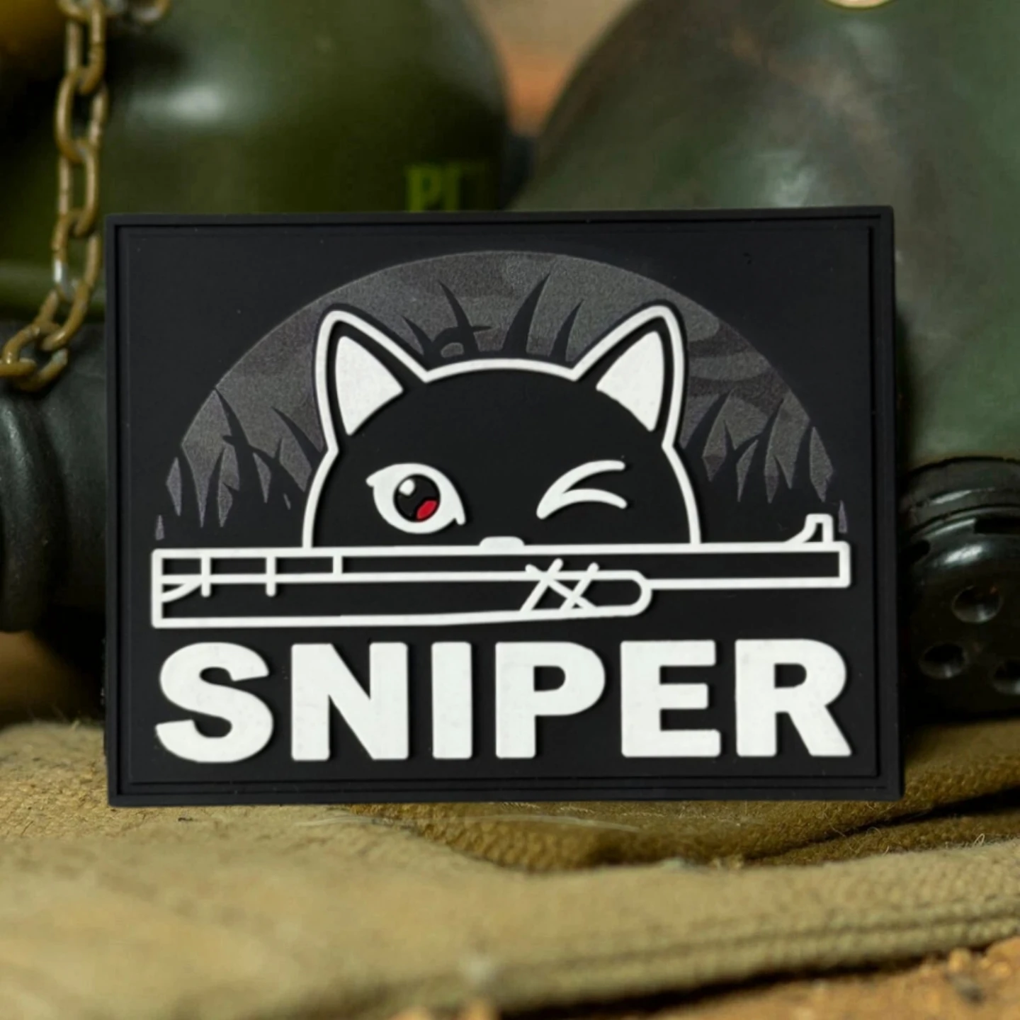 Parche táctico PVC con velcro Sniper gato para mochila militar - imagen 5