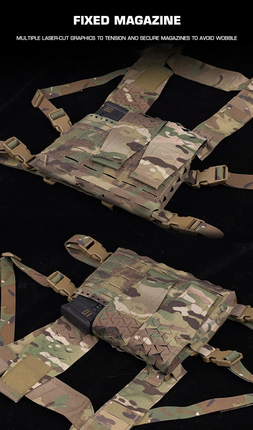 Bolsa multicam negro en configuración táctica