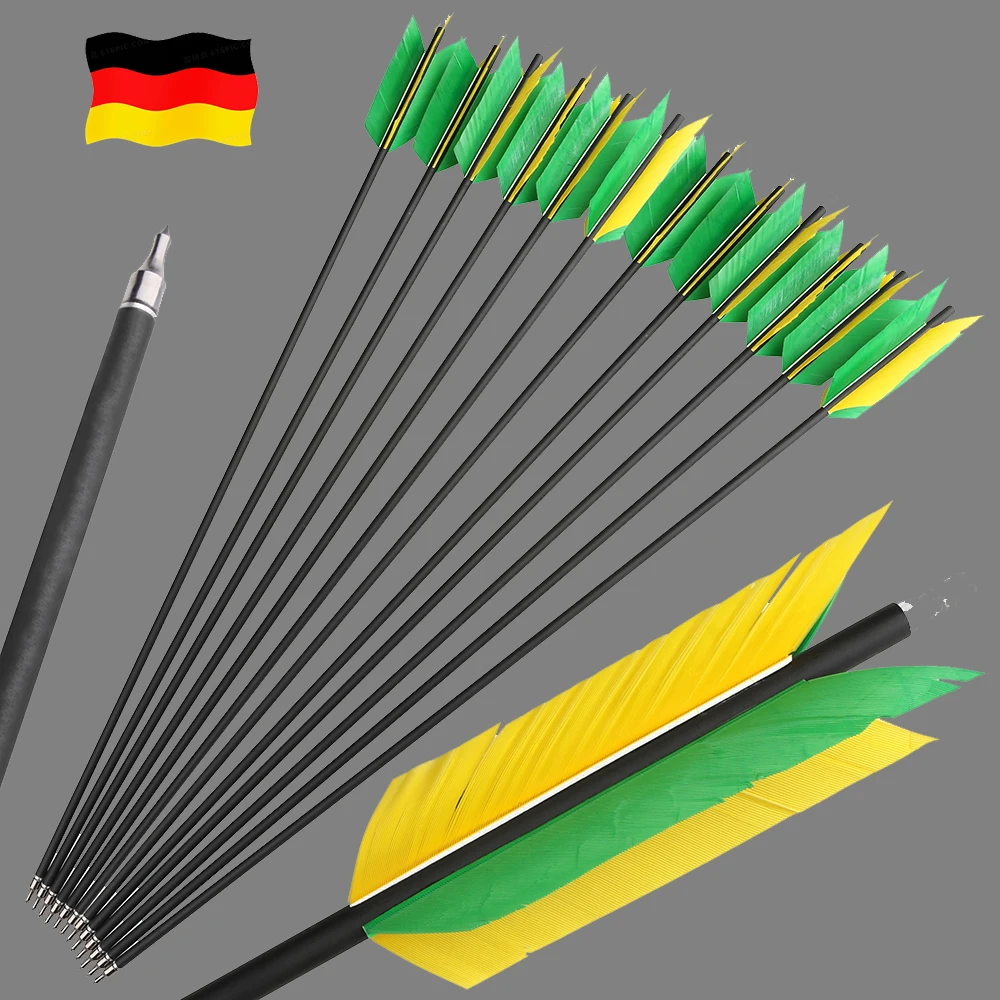 Flechas de carbono con nock y pluma de pavo para tiro con arco - imagen 4