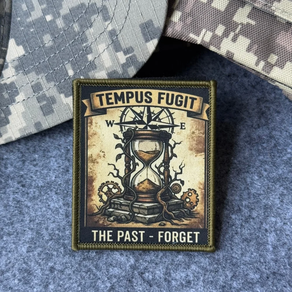 TEMPUS FUGIT Parche táctico moral reloj de arena gancho y bucle