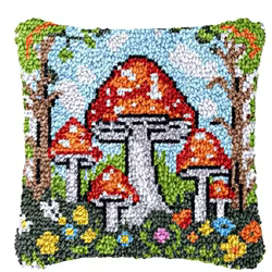 Kit de alfombra de ganchillo Smyrna con diseño de flor y hongo