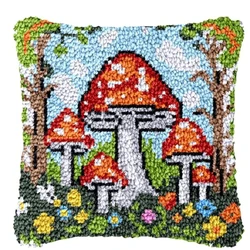 Kit de alfombra de ganchillo Smyrna con diseño de flor y hongo