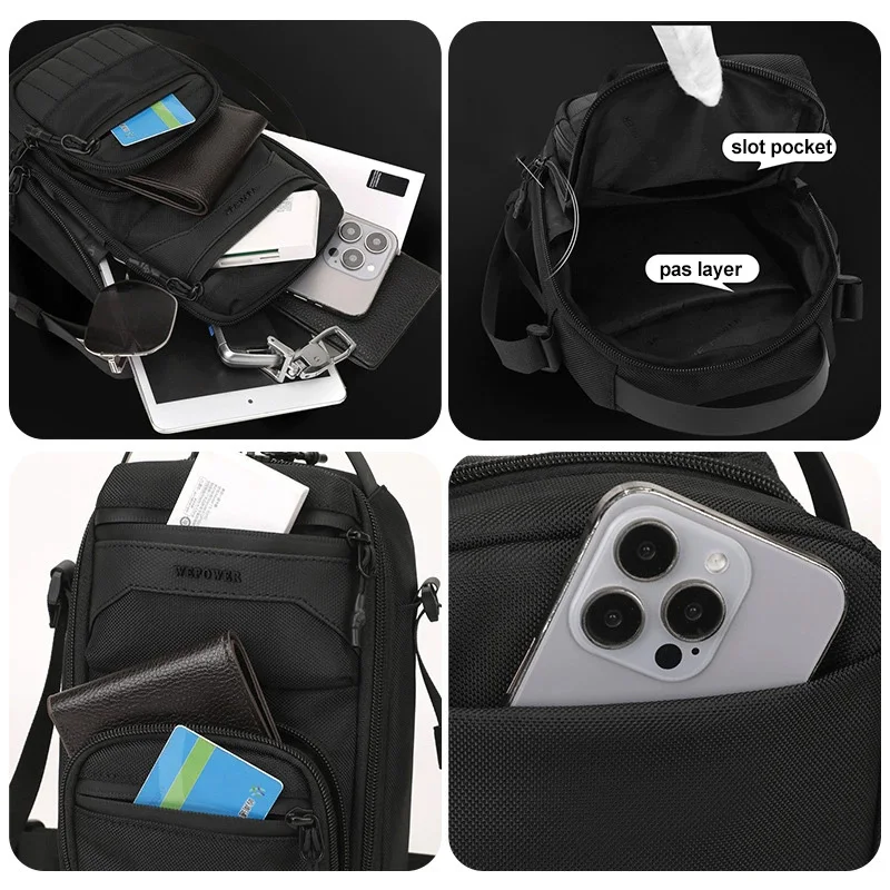 Bolsa táctica cruzada resistente al agua con bolsillo antirrobo