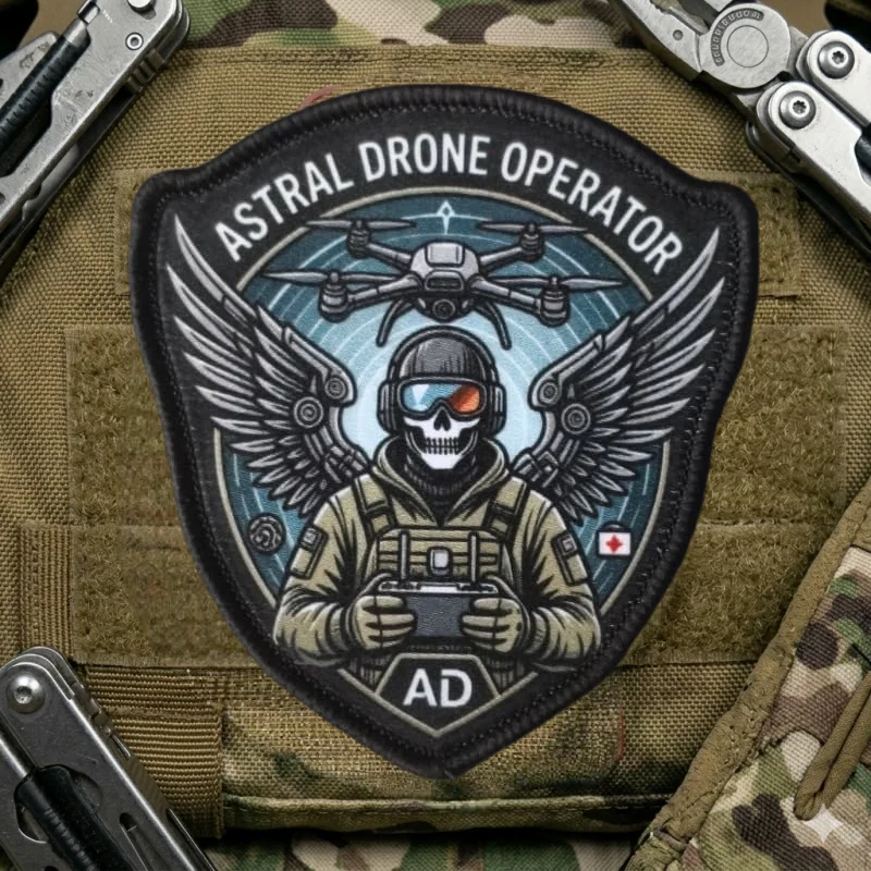 Parche táctico operador de dron con calavera – Gancho y bucle - imagen 3
