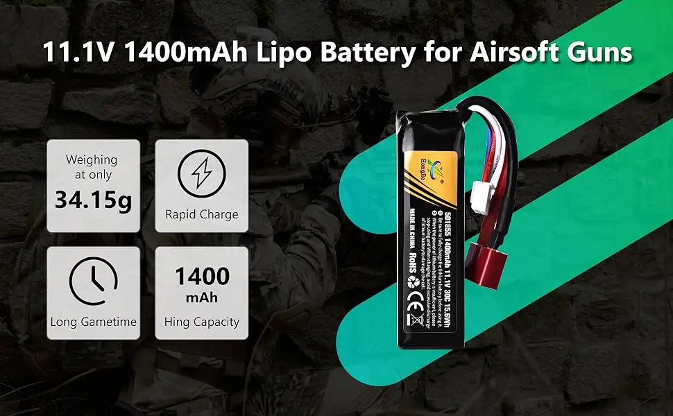 Batería LiPo Airsoft 11,1V 1400mAh con conector Deans