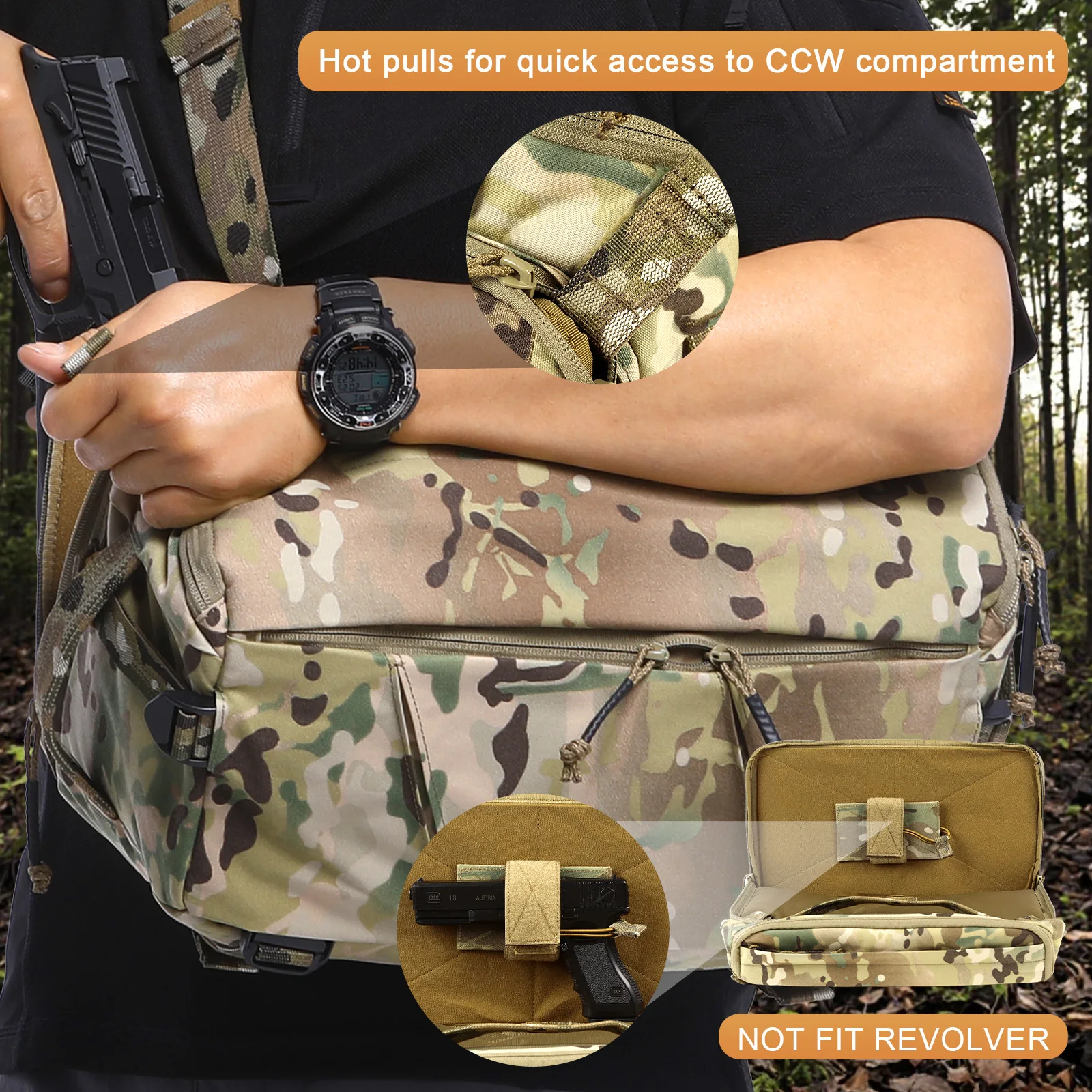 VOTAGOO Bolso táctico bandolera EDC transporte oculto ligero - imagen 5