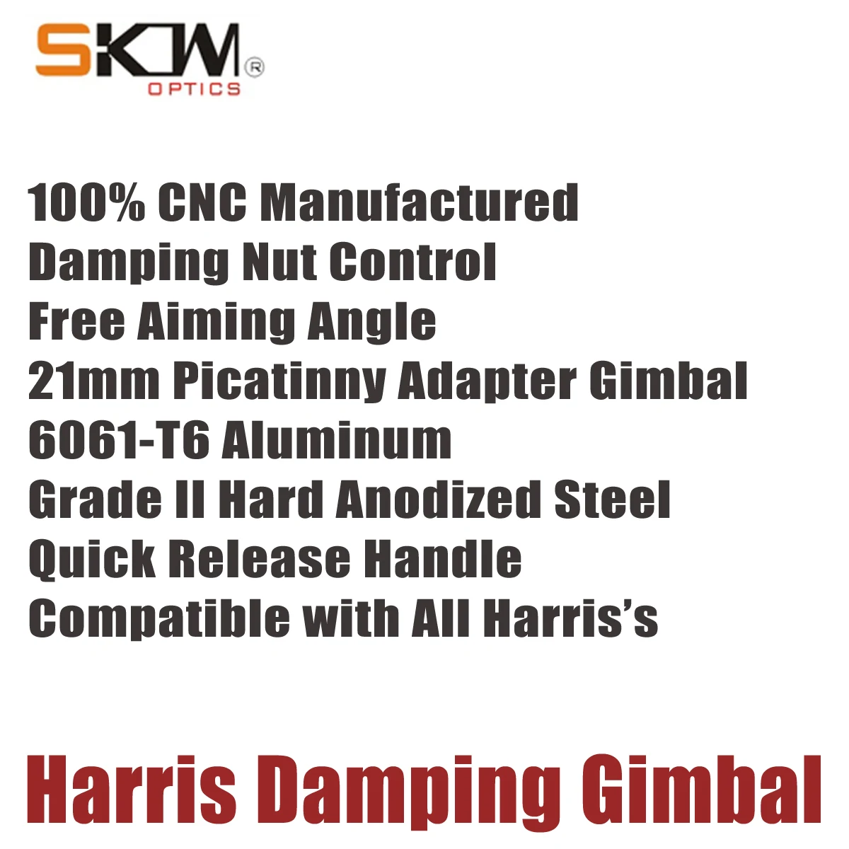 SKWoptics Harris Damping Gimbal adaptador Picatinny aluminio 21 mm - imagen 4