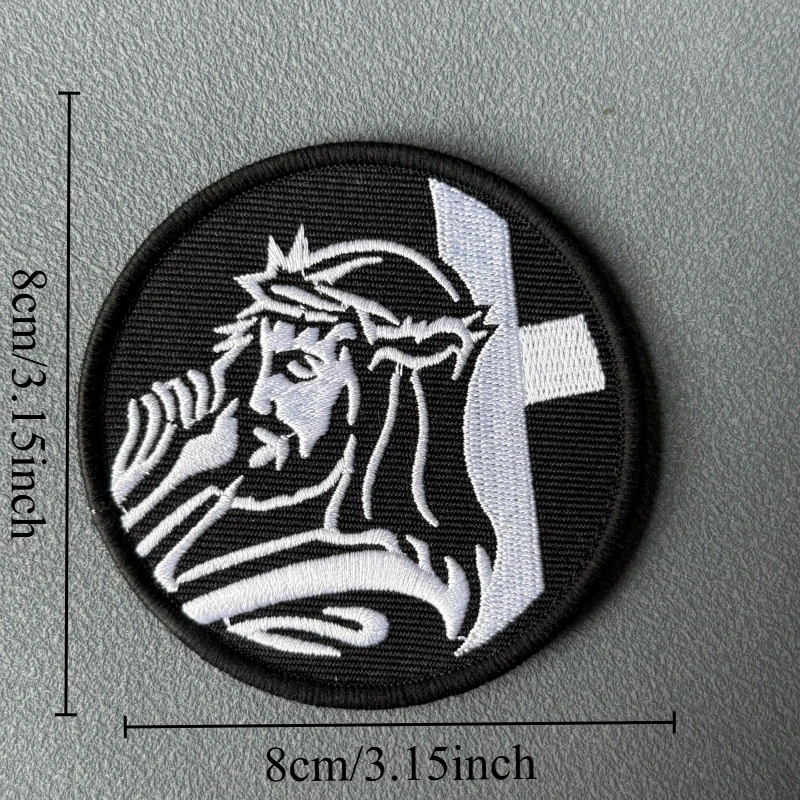 Parche bordado táctico Cruz de Jesucristo con velcro para mochilas - imagen 5