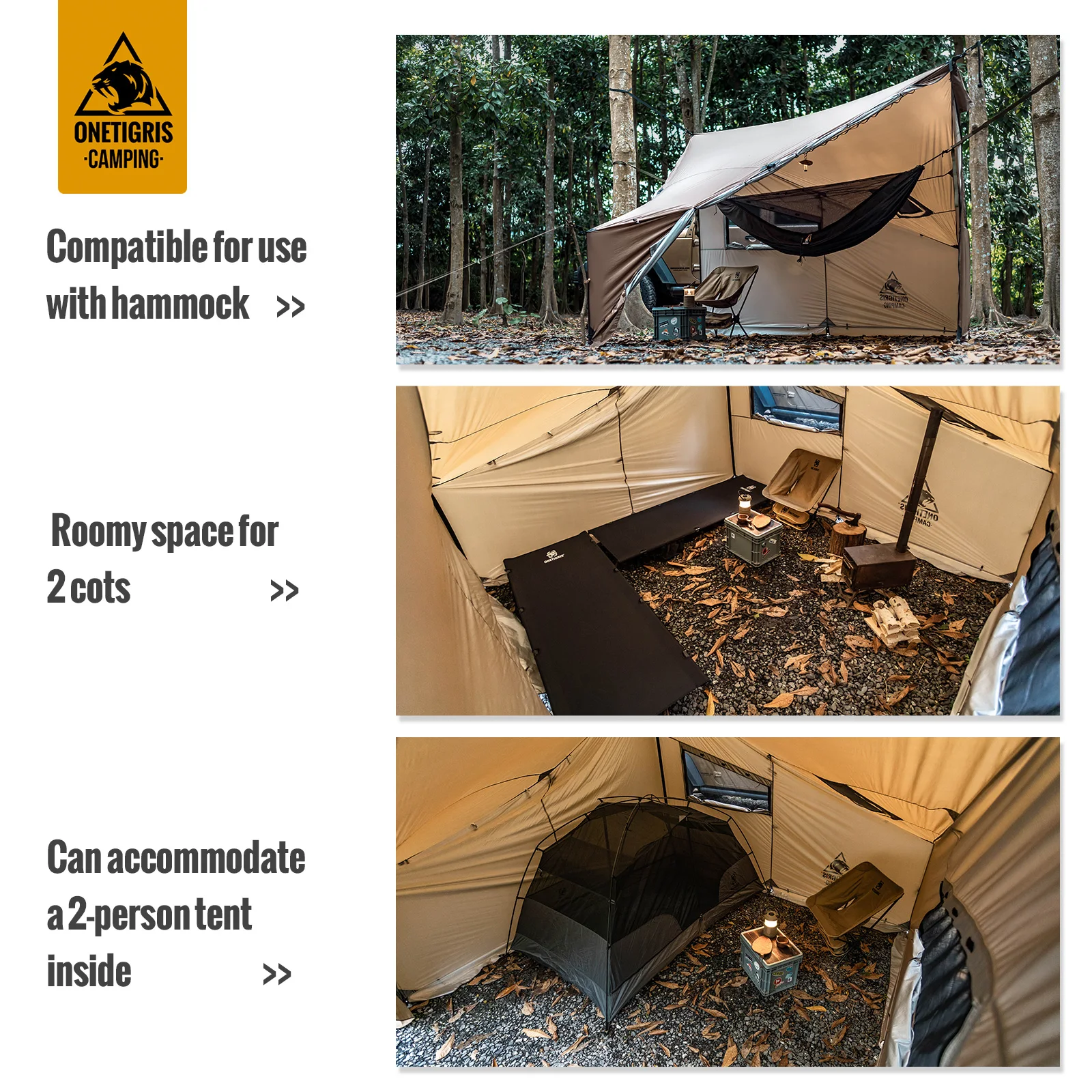 OneTigris Hamaca impermeable ligera para camping y bushcraft - imagen 5