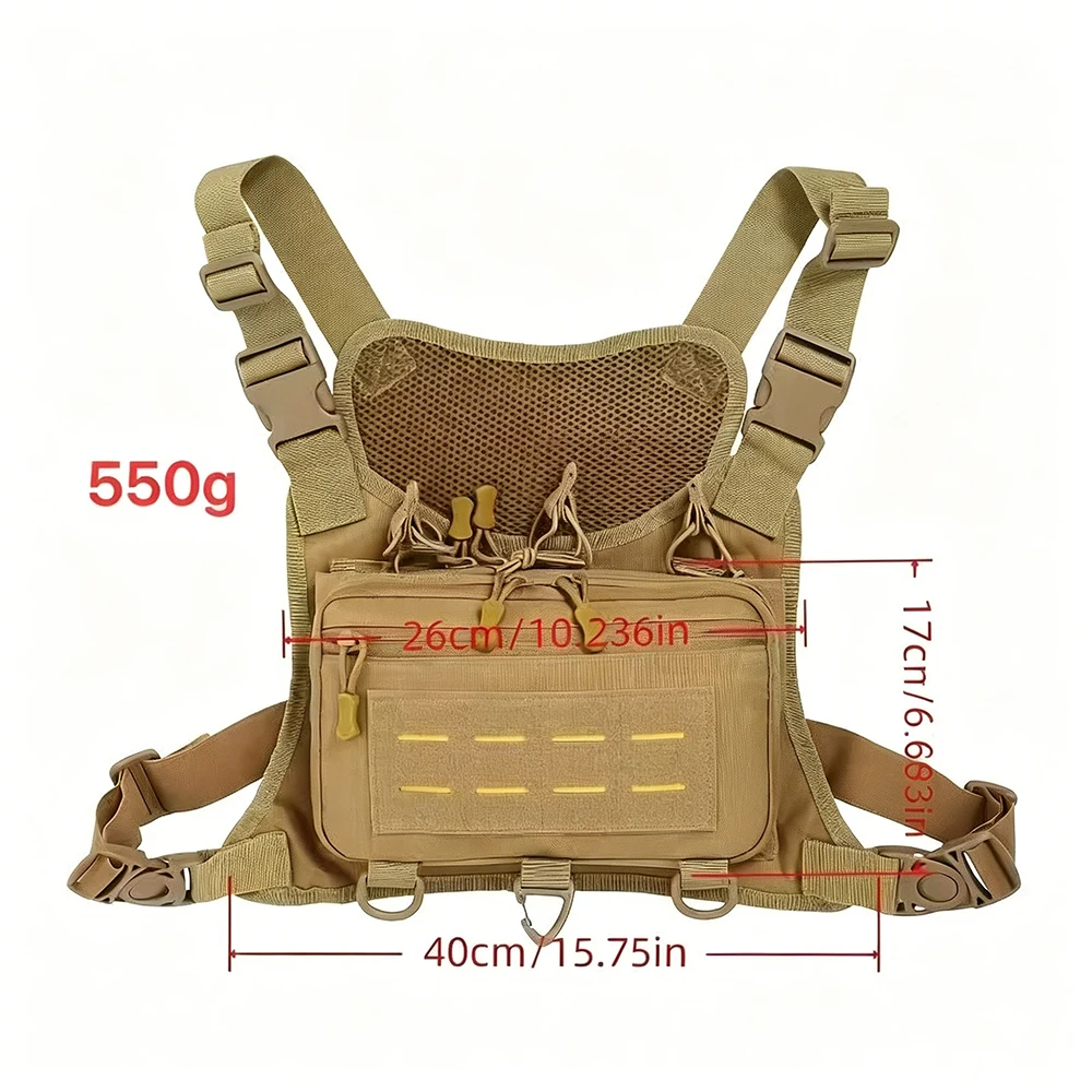 Chaleco táctico MOLLE utilitario EDC con bolsa frontal y correa - imagen 4
