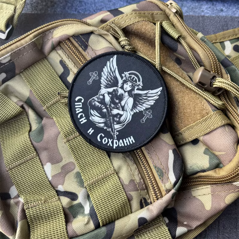 Parche táctico con estampado “Bless for Safety and Protect in All Aspects”