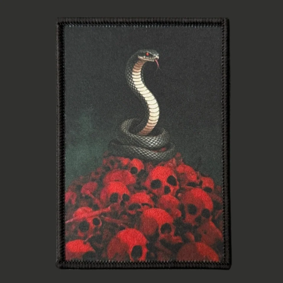 Parche táctico calavera y serpiente con velcro para mochilas - imagen 4