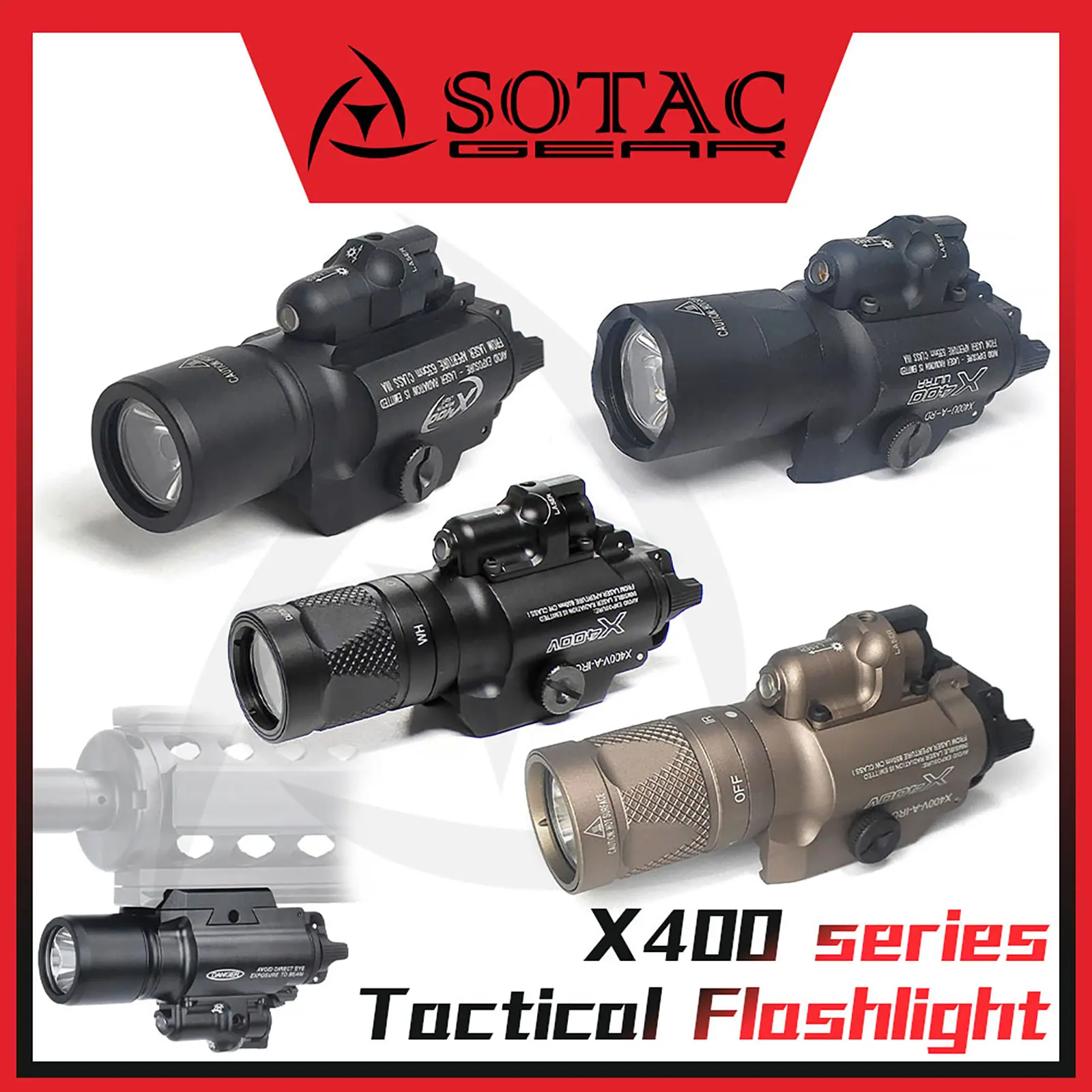 Linterna táctica SOTAC-GEAR X400 IR y láser rojo en Picatinny - imagen 5
