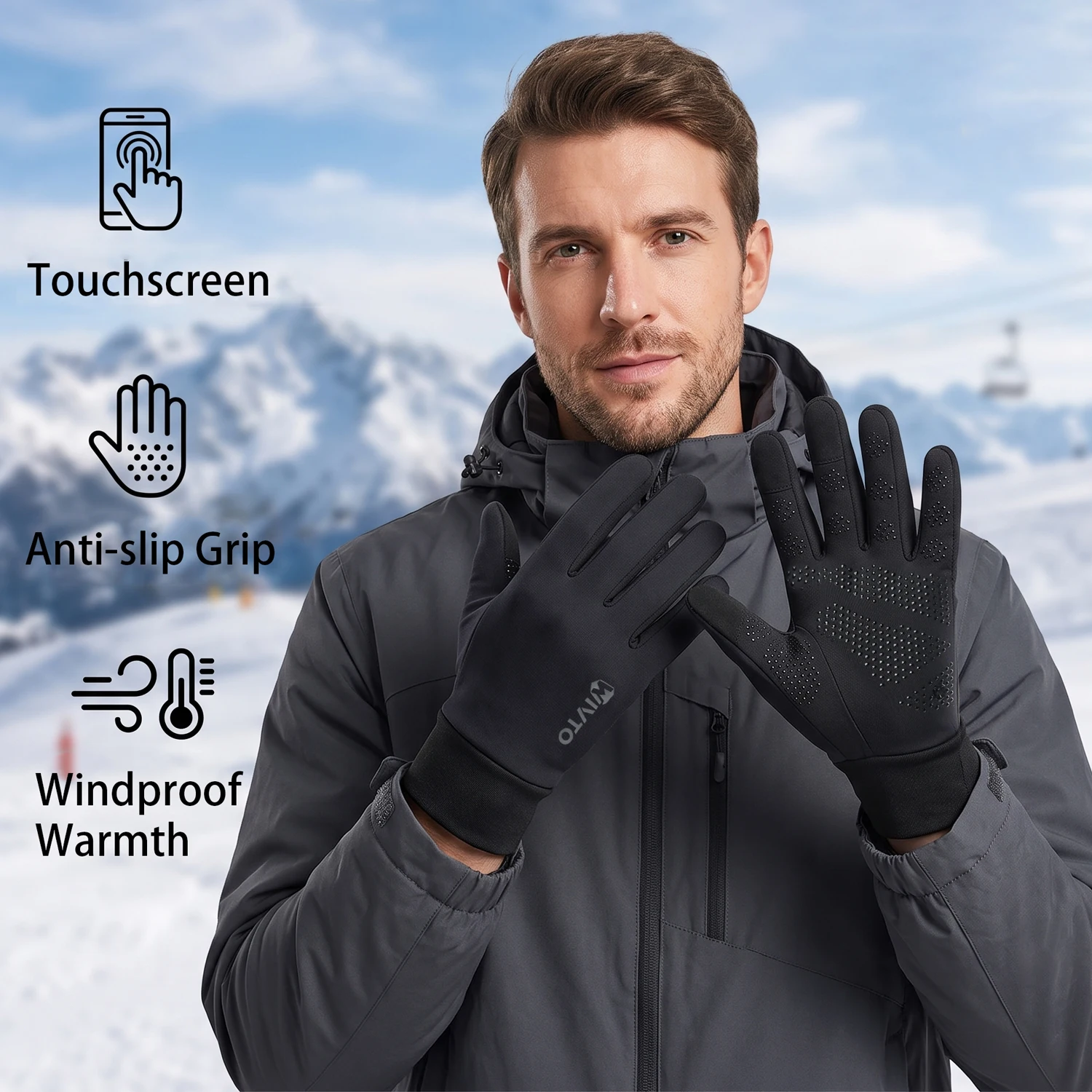 Guantes de invierno cortaviento con pantalla táctil para outdoor