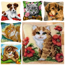 Kit bordado Smyrna animales perro y gato para alfombras almohadas