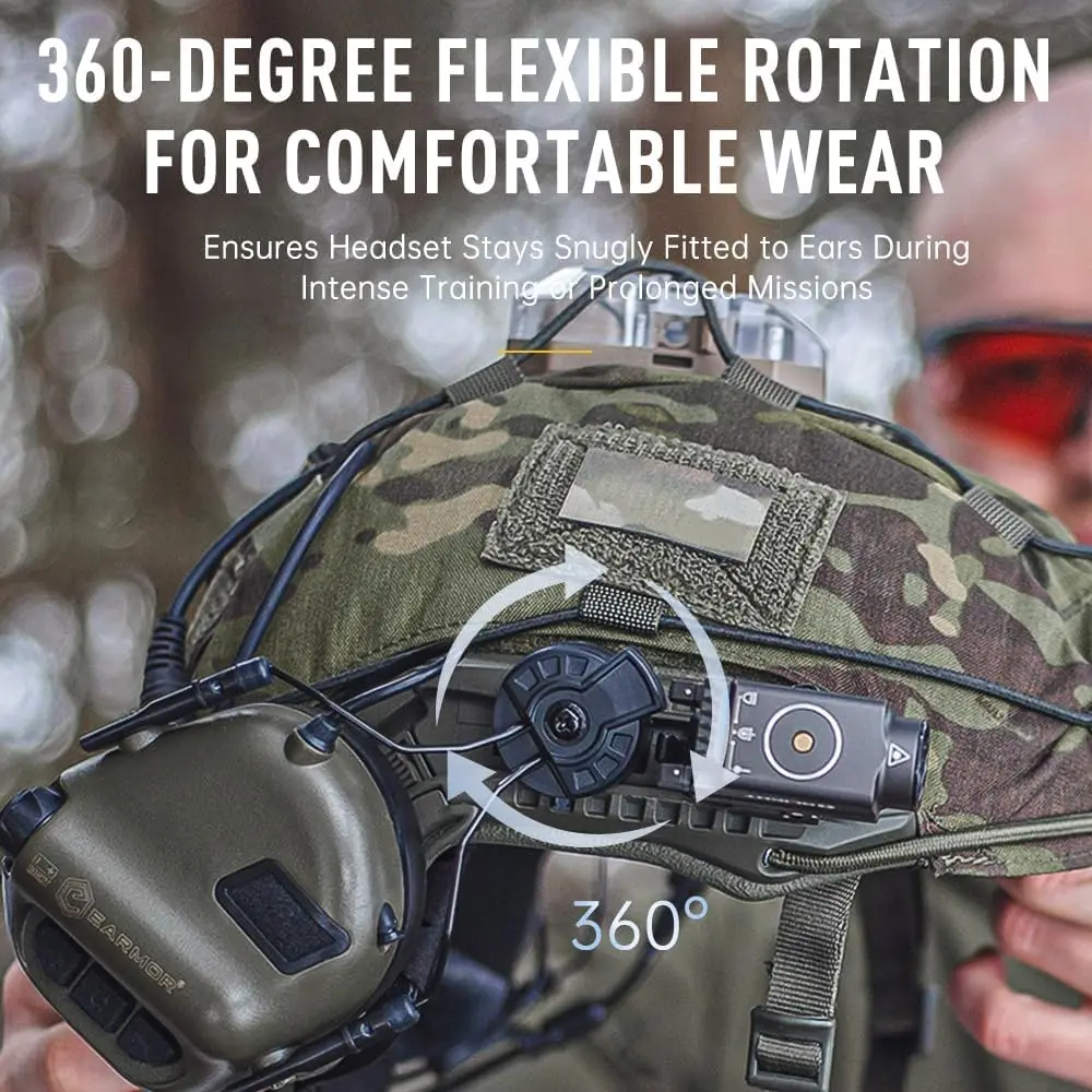 Adaptador táctico EARMOR ARC para riel de casco y auriculares de tiro - imagen 5