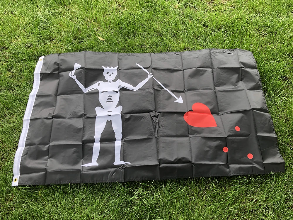 Bandera pirata Edward Teach con calavera negra para exterior - imagen 5