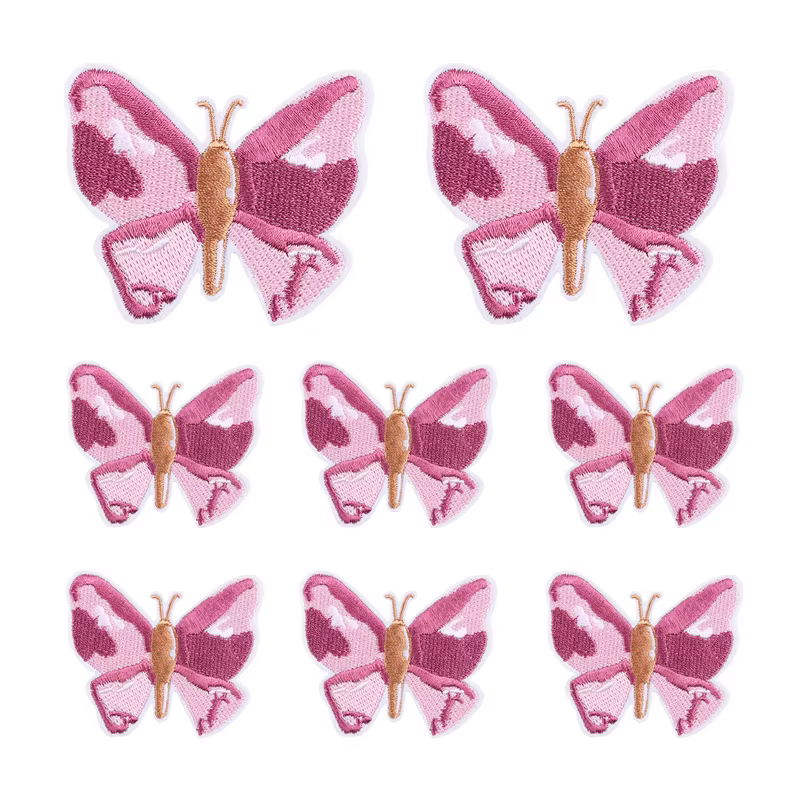 Parche moral bordado con rosa flore mariposa – Set 10 termoadhesivo - imagen 5