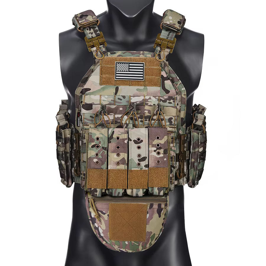 Chaleco táctico modular camuflaje ajustable con bolsillos