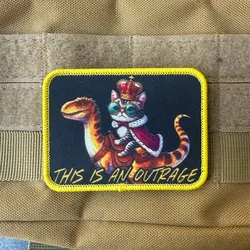 Parche táctico velcro gato y dinosaurio frase Esto es una broma