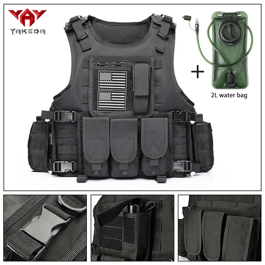 Chaleco táctico YAKEDA de liberación rápida con bolsa de agua y velcro - imagen 4