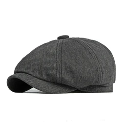 Gorra octogonal de algodón tipo boina, espiga sólida británica