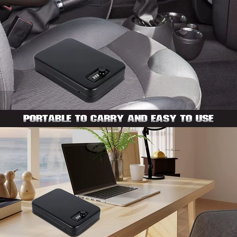 Caja fuerte portátil pequeña con combinación para dormitorio y hogar - imagen 2