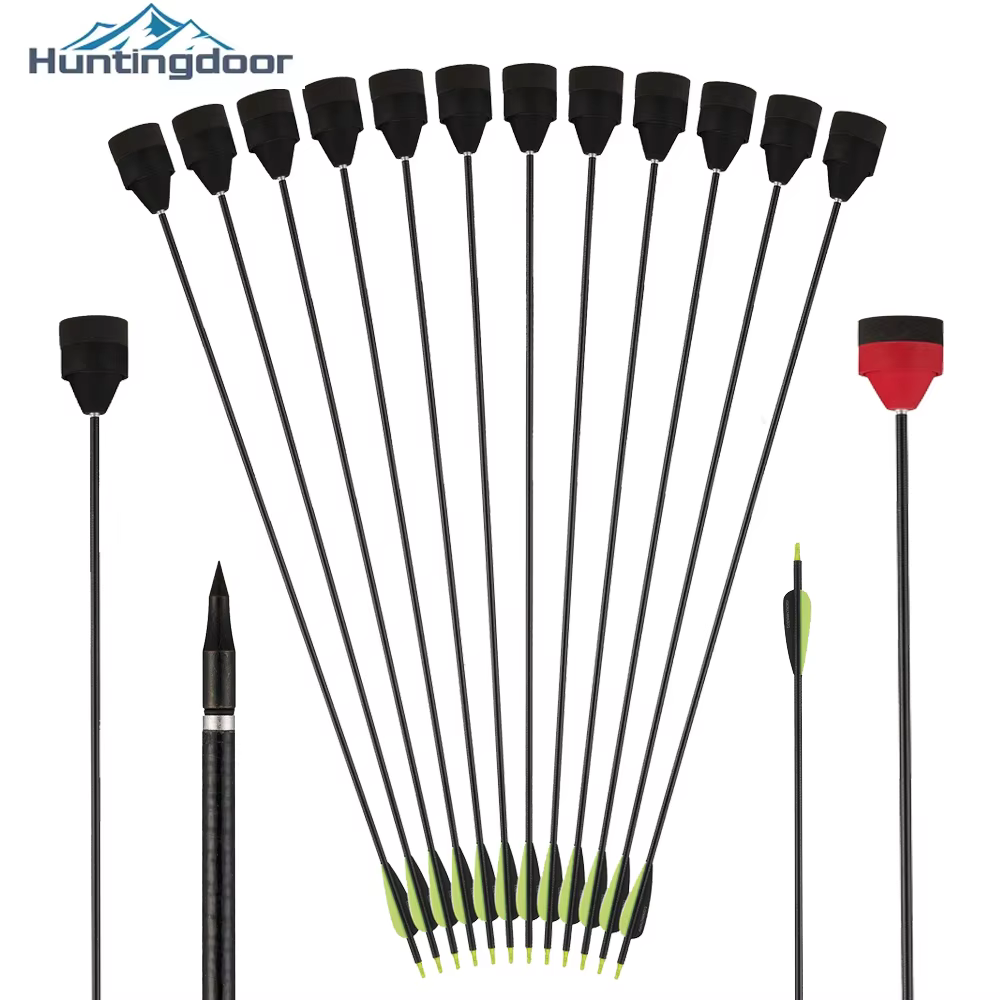 Flechas fibra de vidrio tiro arco – Set puntas espuma práctica y caza