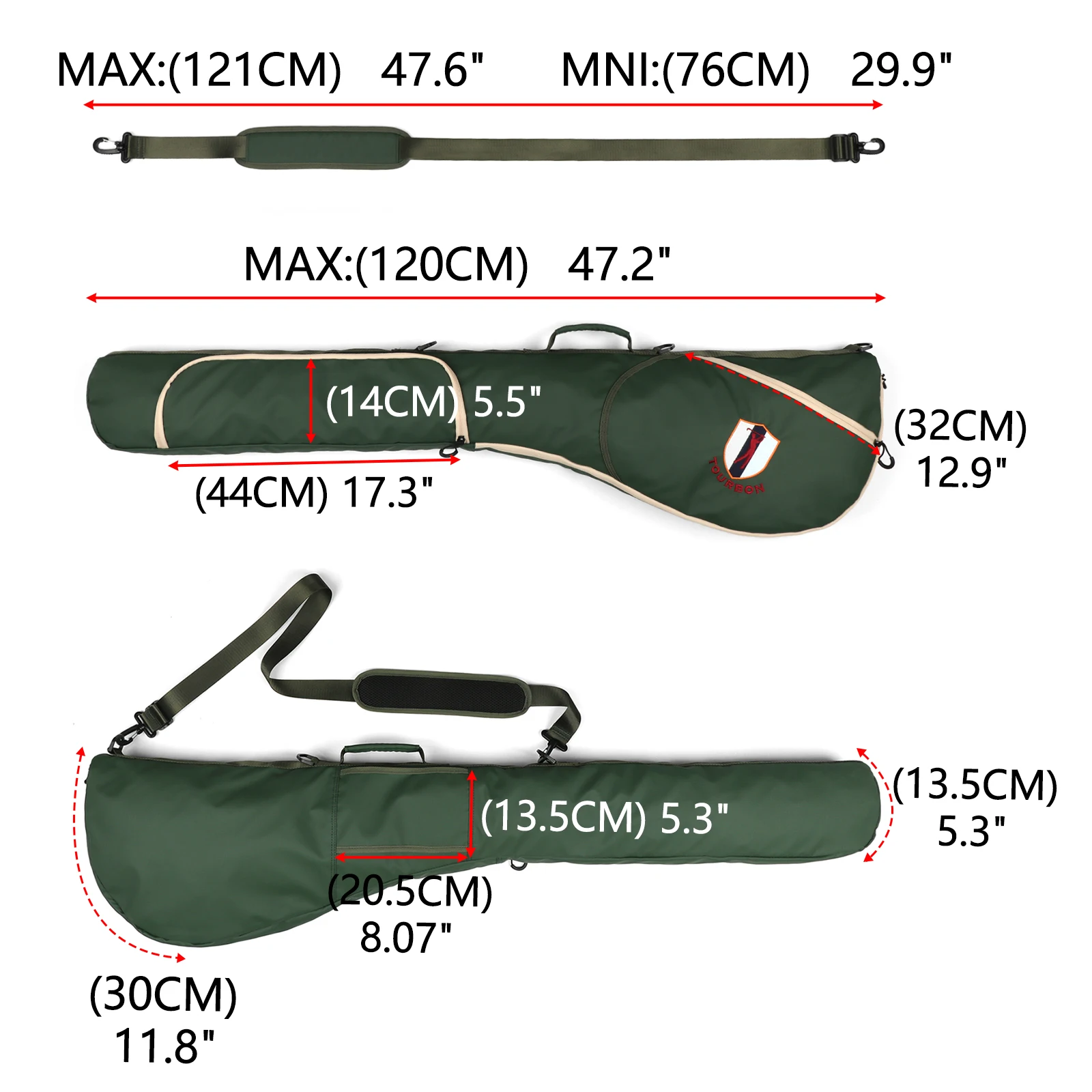 Tourbon Bolsa Golf Nylon Verde Ligera Impermeable - imagen 3