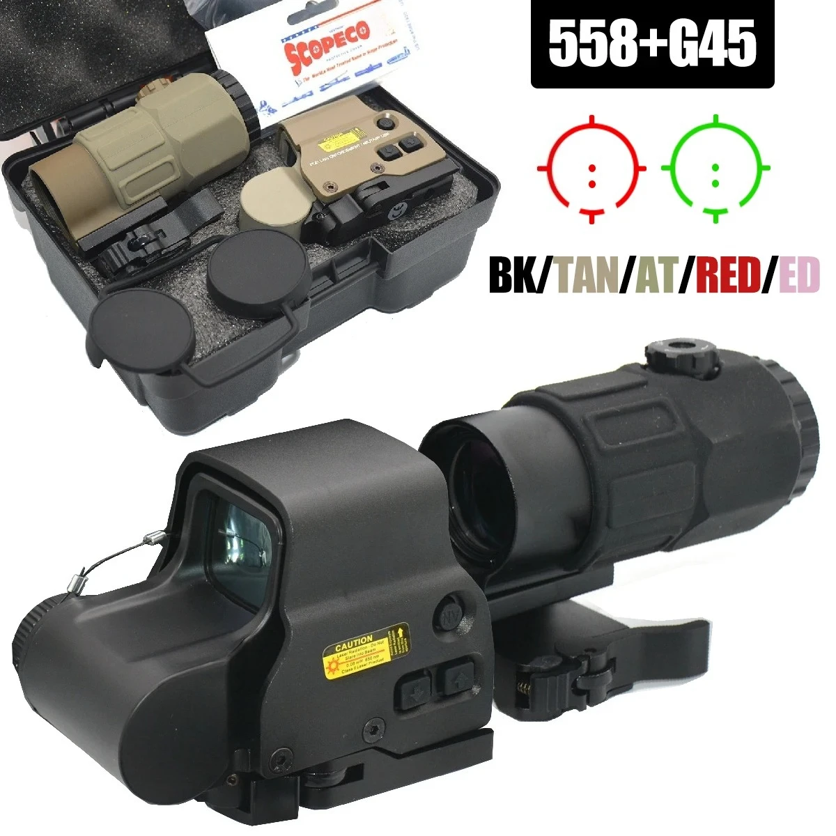 Mira táctica punto rojo con lupa para riel Picatinny Airsoft - imagen 2