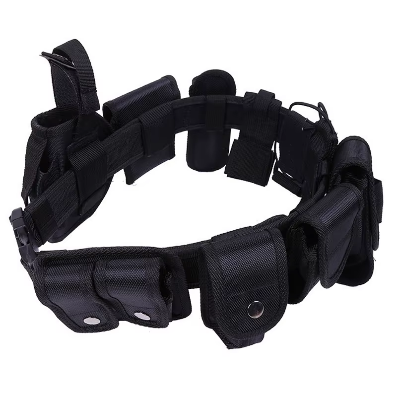 Cinturón táctico negro con fundas