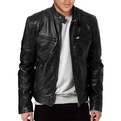 Chaqueta cuero motociclista hombre – Polipiel con solapa ajustada