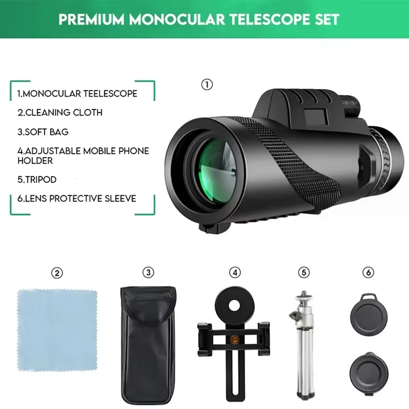 Telescopio monocular con zoom HD y trípode para caza o acampada - imagen 4