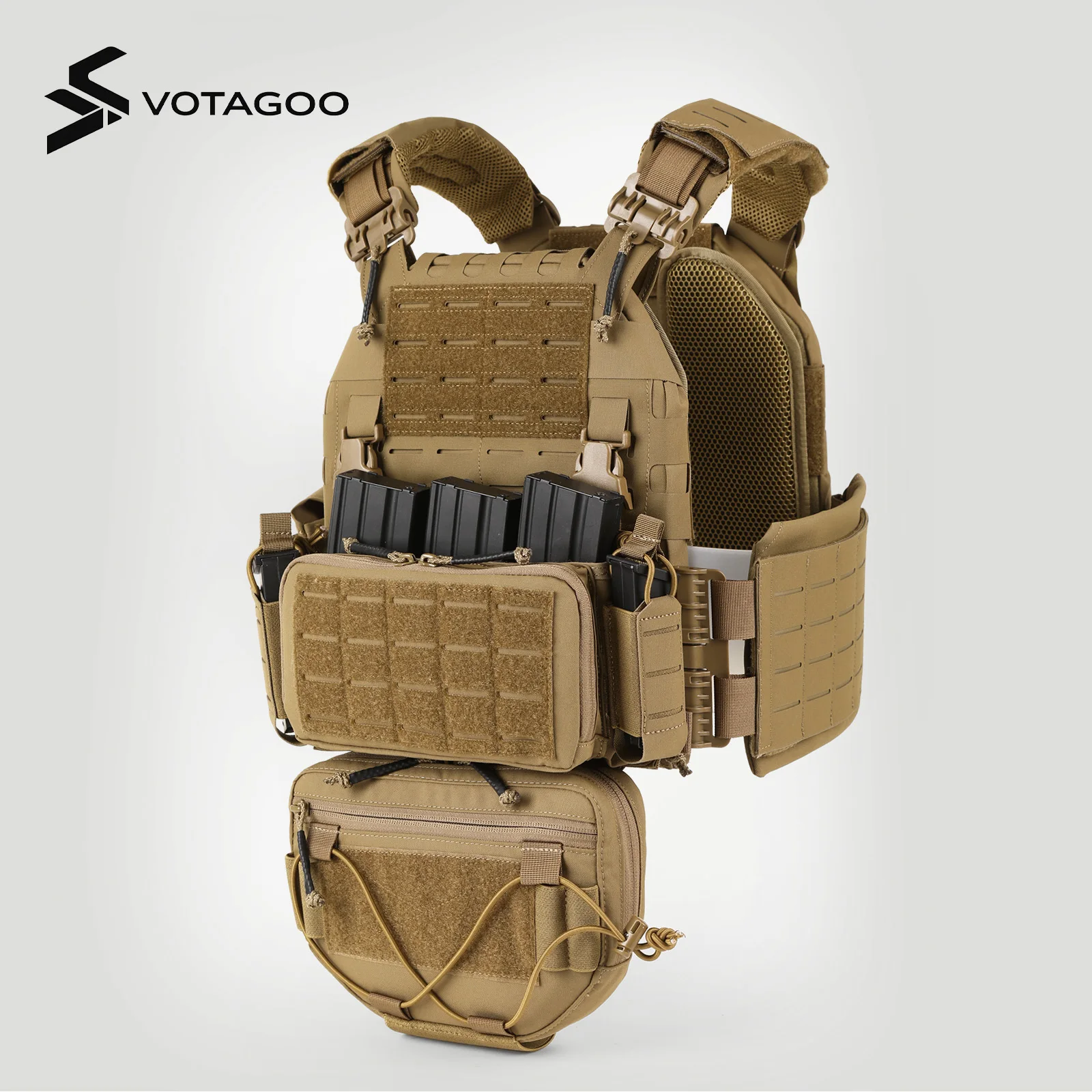 VOTAGOO Chaleco Táctico MOLLE Ajustable con Bolsa de Almacenamiento - imagen 3
