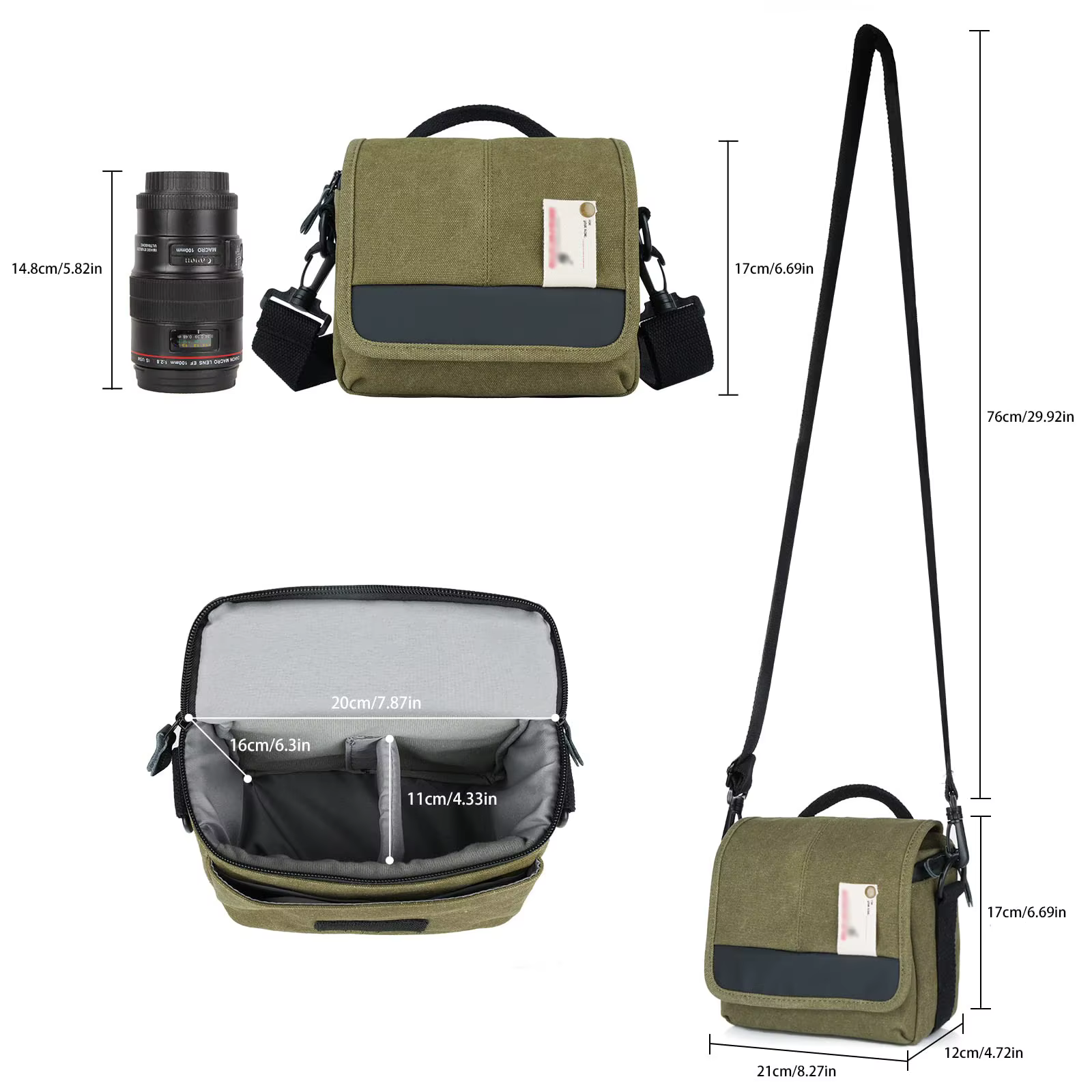 Bolso de cámara sin espejo portátil con bandolera protectora