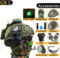 Kit casco Airsoft con auriculares, gafas y linterna – Paintball CQB