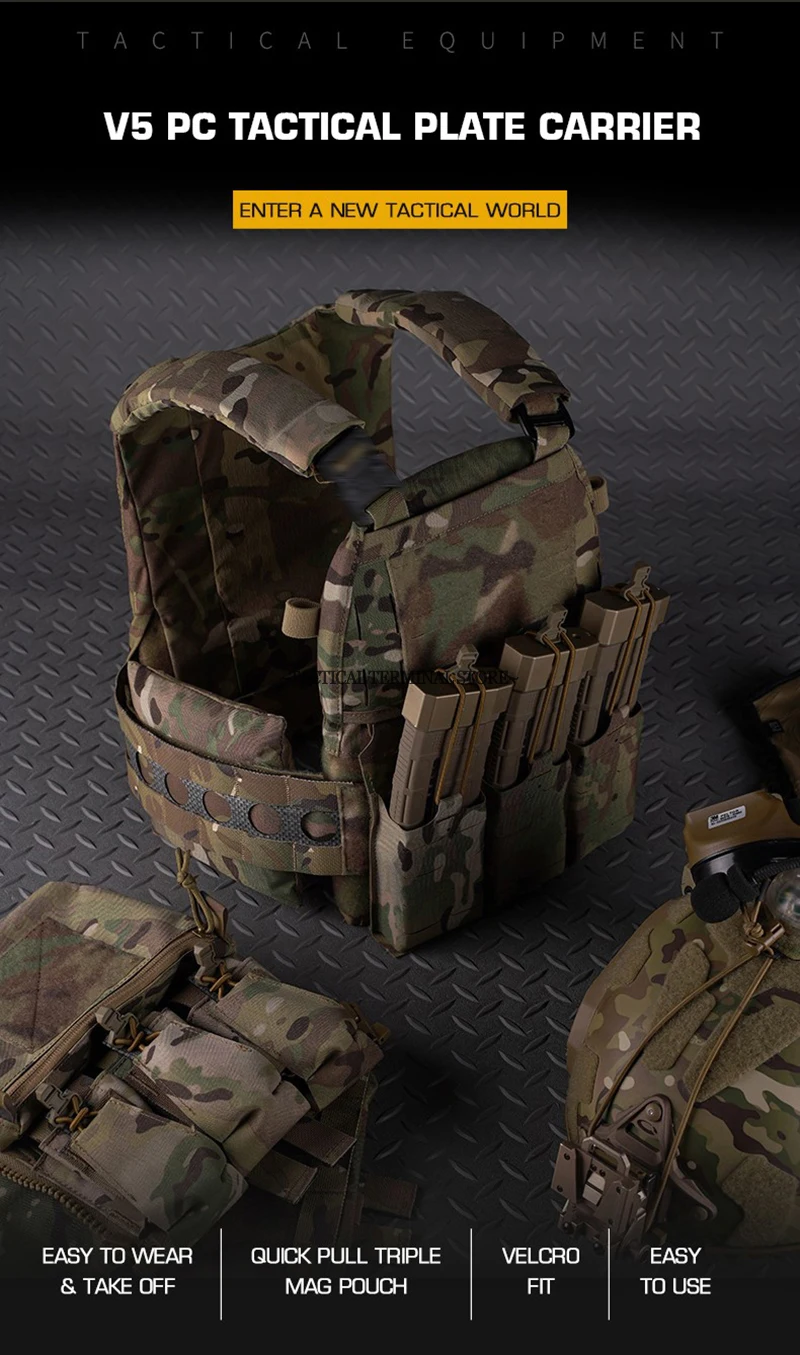 Chaleco táctico V5 FCPC con solapa frontal y MOLLE