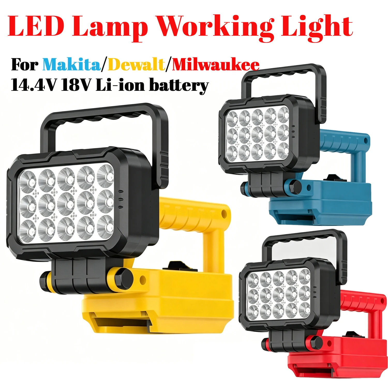 Luz LED de trabajo con gancho y USB, compatible Makita Milwaukee - imagen 5