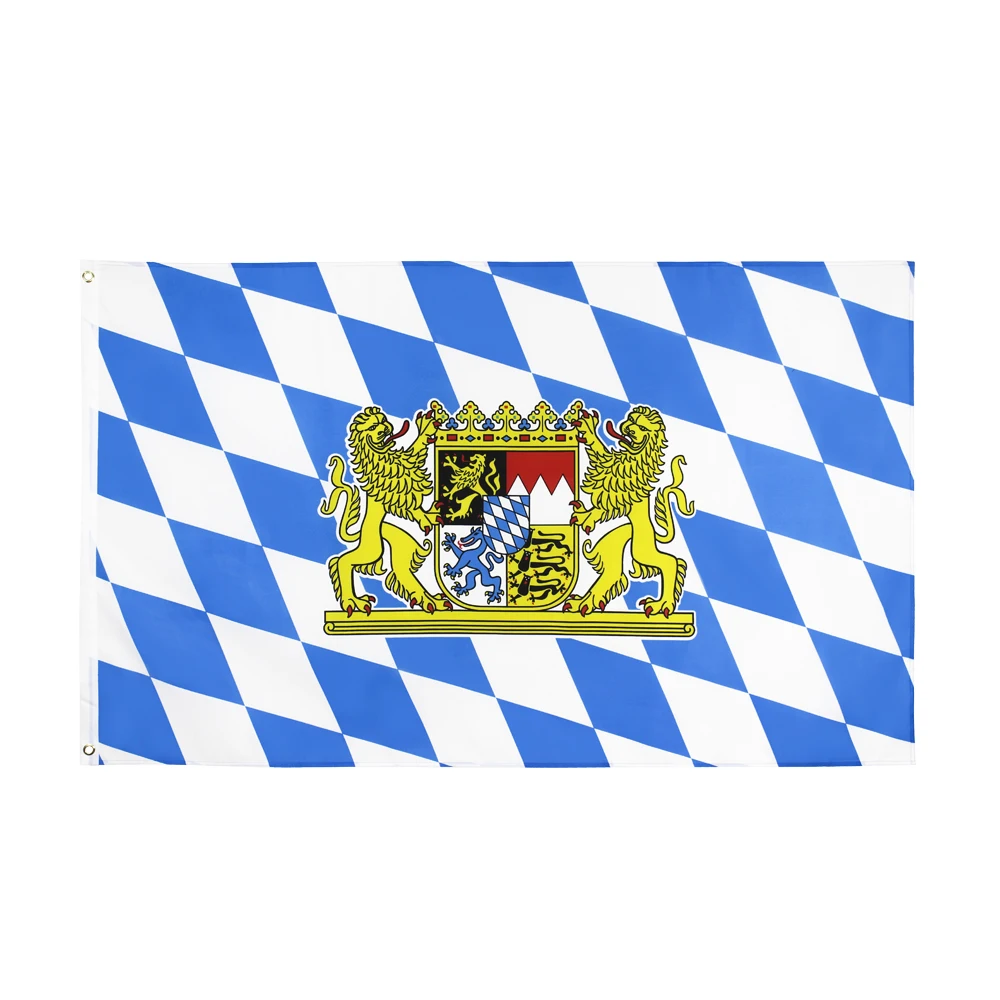 Bandera de Baviera con escudo de armas del estado