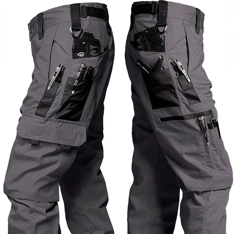 Pantalón táctico cargo impermeable hombre, múltiples bolsillos