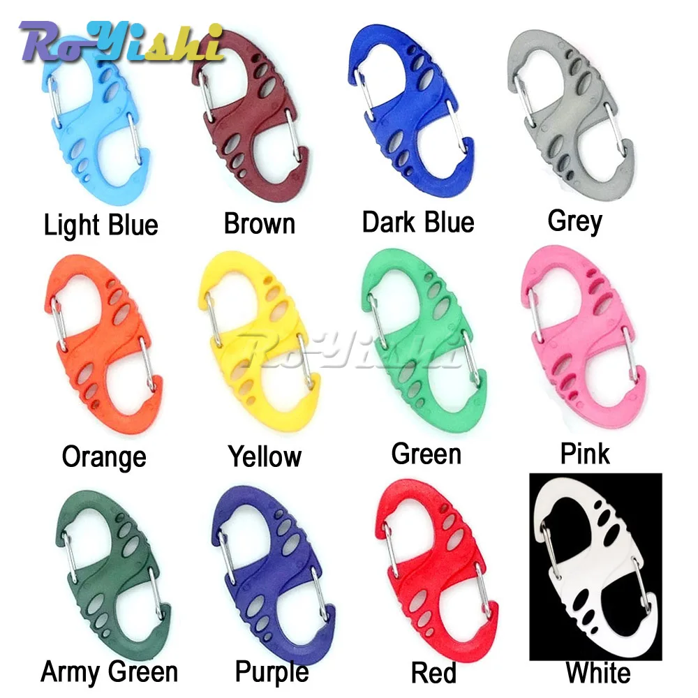 Pack 12 clips mosquetón S para pulsera paracord supervivencia