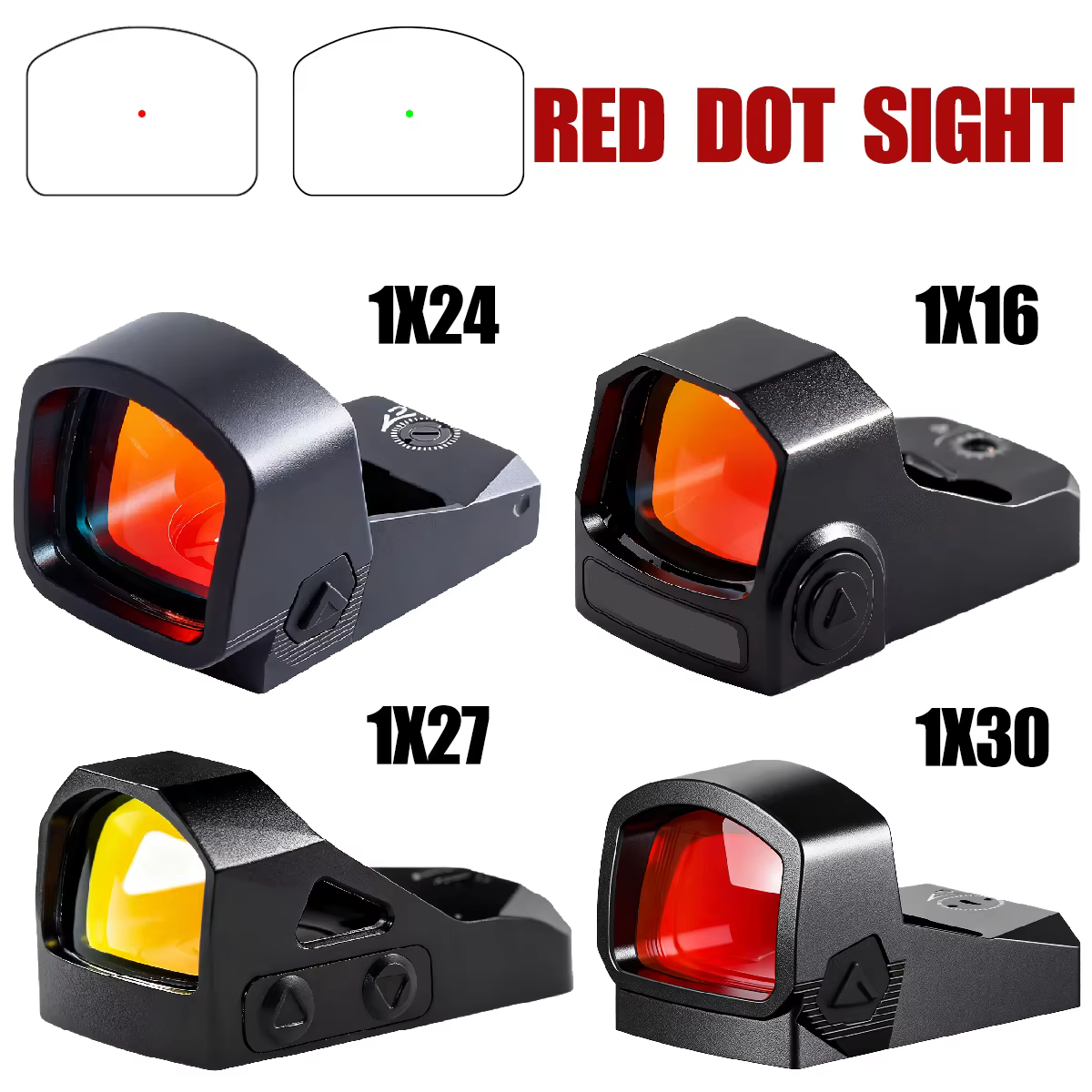 Mira compacta de punto rojo con forma cilíndrica