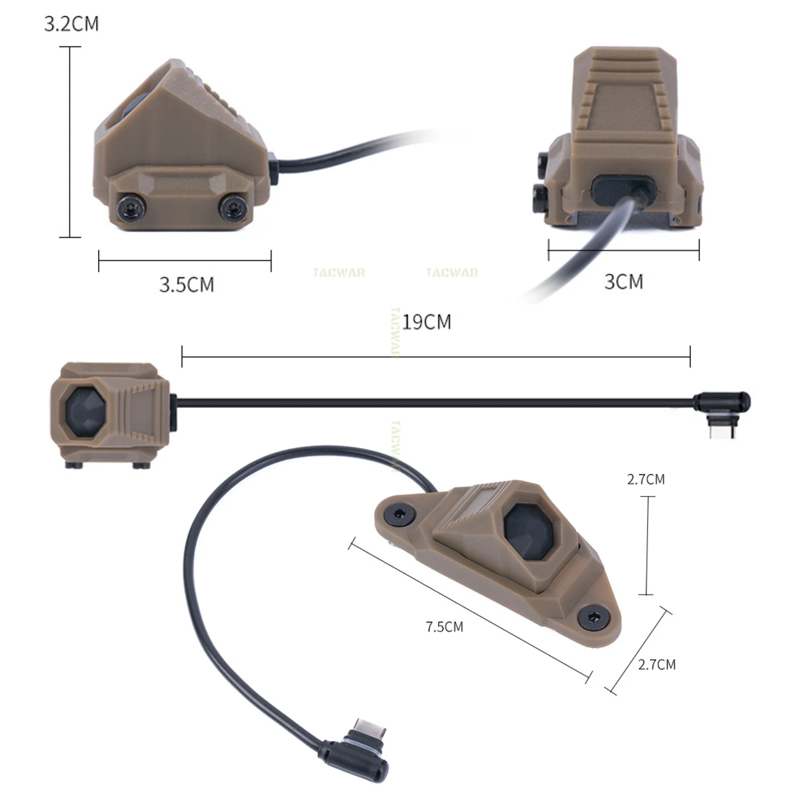 AXON interruptor táctil USB-C remoto presión para linterna tapa trasera - imagen 2
