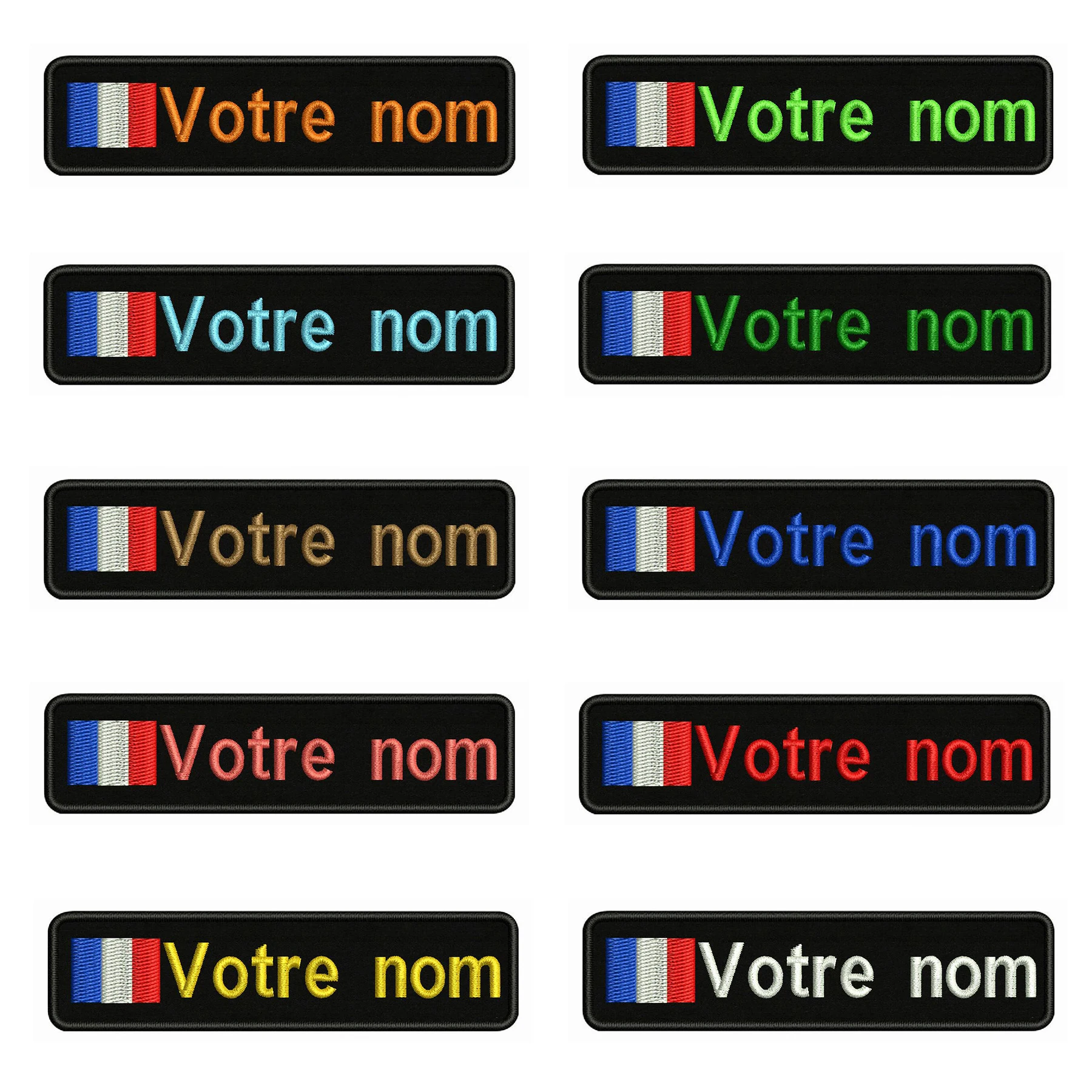 Parche bordado Francia 10×2,5 cm – Personalizar texto planchar o coser