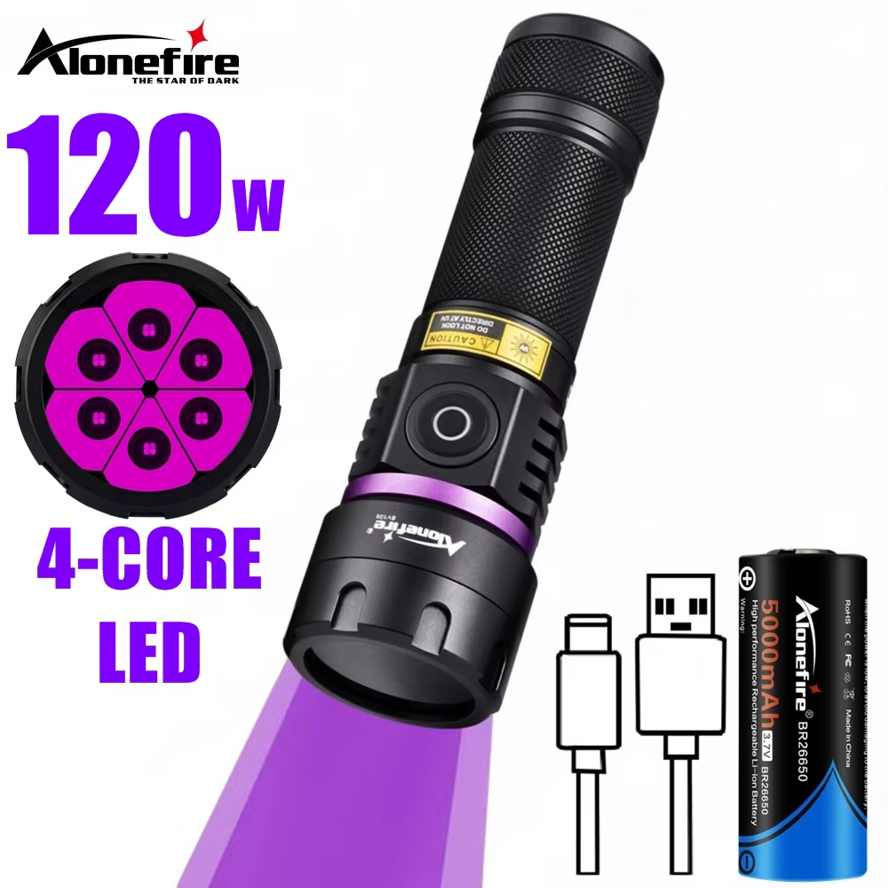 Linterna LED UV potente para orina, escorpiones, minerales y hongos