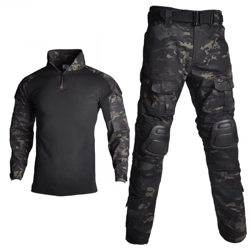 Traje táctico camuflaje hombre – Camisa combate + pantalón Cargo con rodilleras - imagen 4