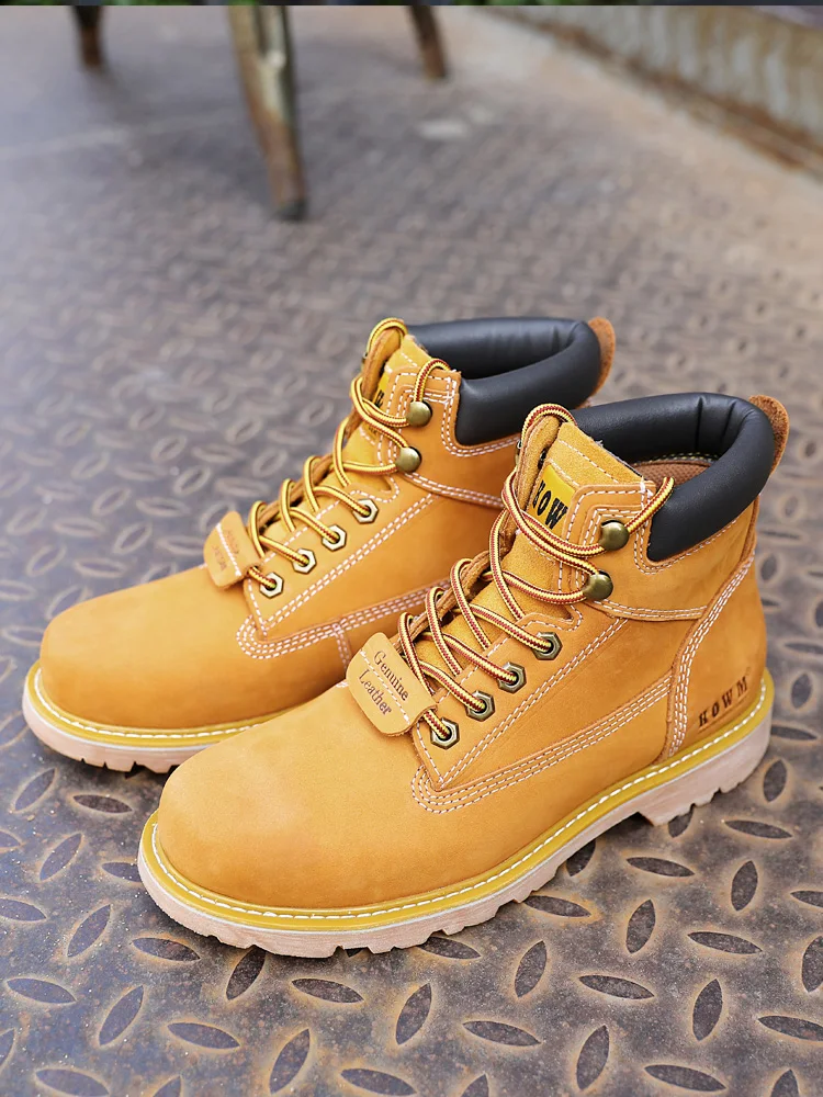 KOWM Botas tácticas impermeables en desierto cuero de vaca para hombre - imagen 4
