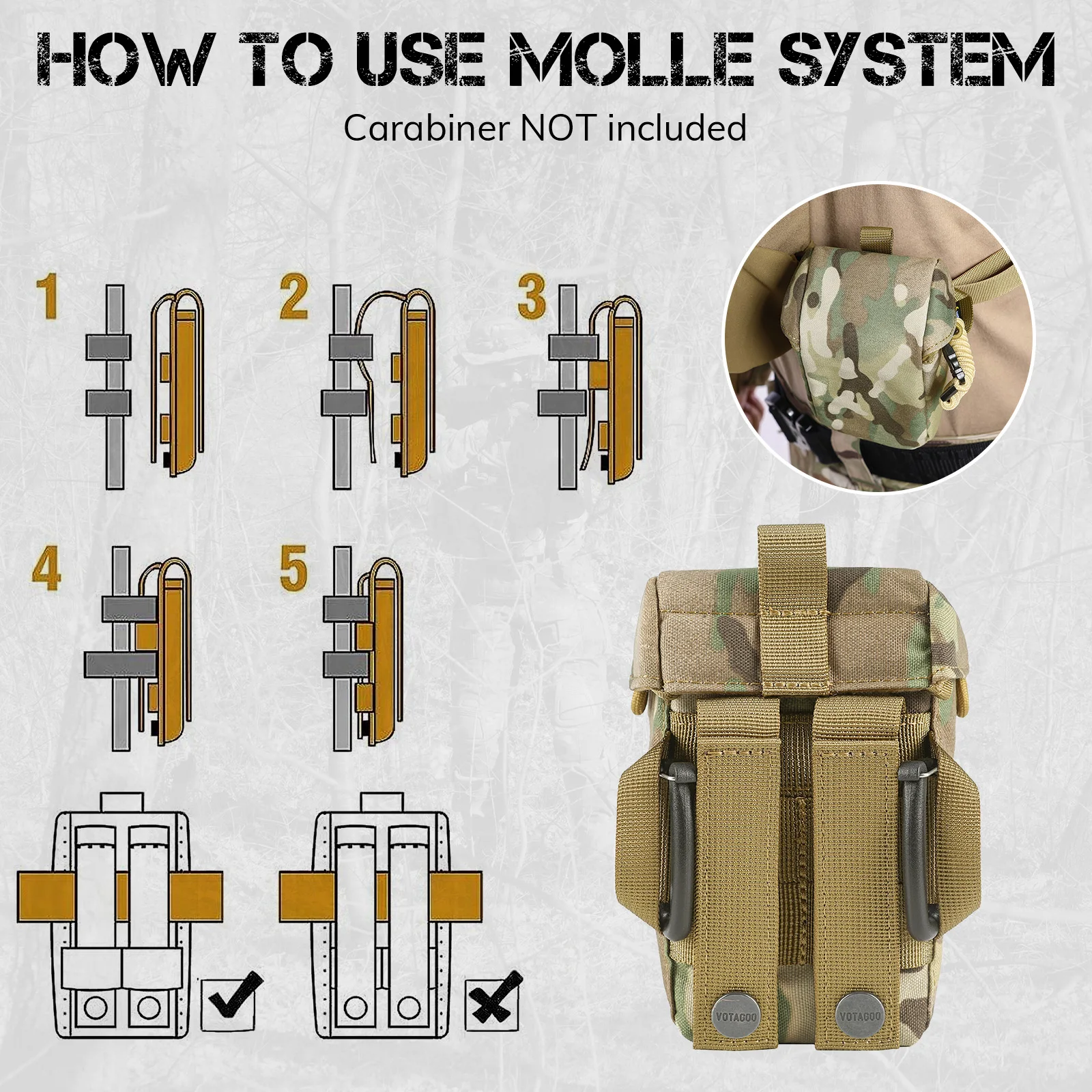 VOTAGOO funda para telémetro MOLLE con acolchado y hebilla rápida - imagen 3