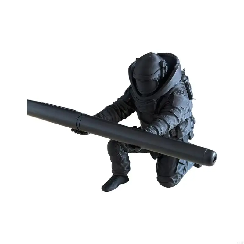 Figura soldado soporte escritorio negro mate